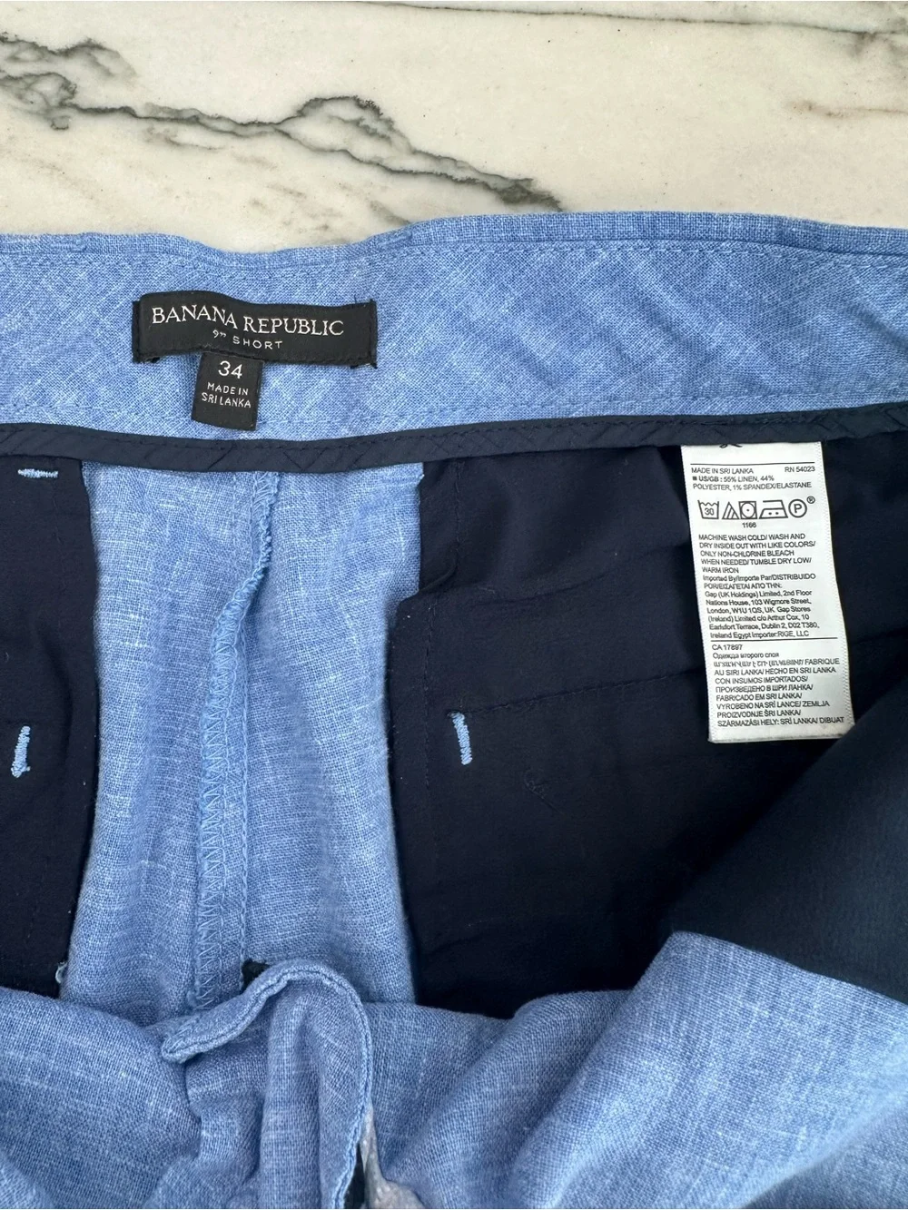 Men's Banana Republic Blue Casual Linen-Blend Shorts